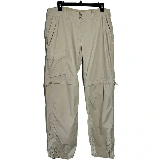 Columbia Cargo Utility Outdoor Convertible Pants Khaki Stone Color Women Sz 10S - Picture 1 of 9
